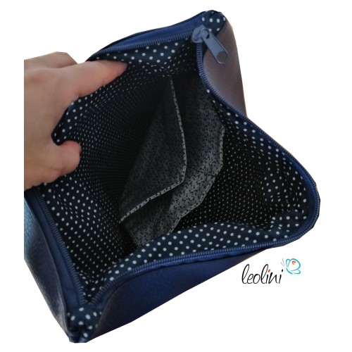 Foldover Tasche Blume des Lebens | Stickerei mit Charmanhänger - marine Leolini - 4