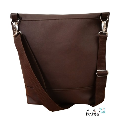 Foldover Tasche mit Blume des Lebens Stickerei mit Charmanhänger - dunkelbraun Leolini - 4