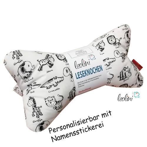 Leseknochen personalisierbar | Nackenkissen DEINE TIERE | handgemacht Leolini - 1