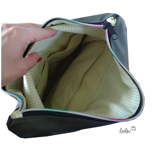 Foldover Tasche Lebensbäume Stickerei oliv mit Außenfach Leolini - 4