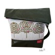 Foldover Tasche Lebensbäume Stickerei oliv mit Außenfach Leolini - 1