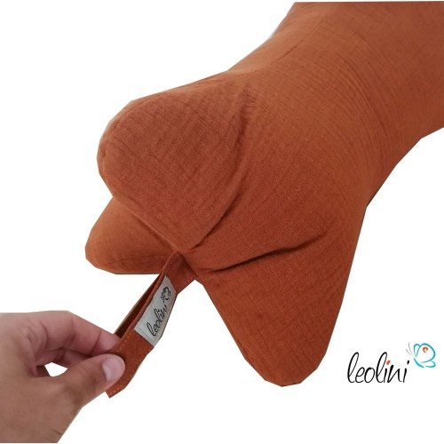 Leseknochen MUSSELIN Double Gauze | COGNAC/ROST - personalisierbar mit Stickerei Leolini - 4