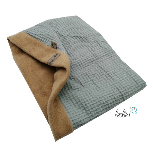 Schlupfschal Loop Waffelpique und Polarfleece mint beige Leolini - 3