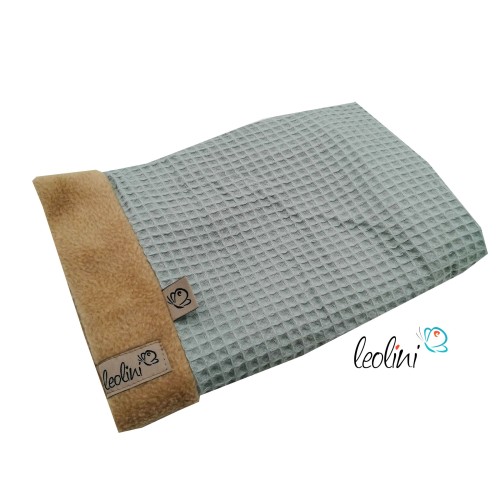 Schlupfschal Loop Waffelpique und Polarfleece mint beige Leolini - 2