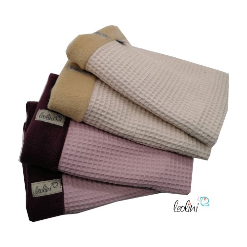 Schlupfschal Loop Waffelpique und Polarfleece aubergine rose Leolini - 5