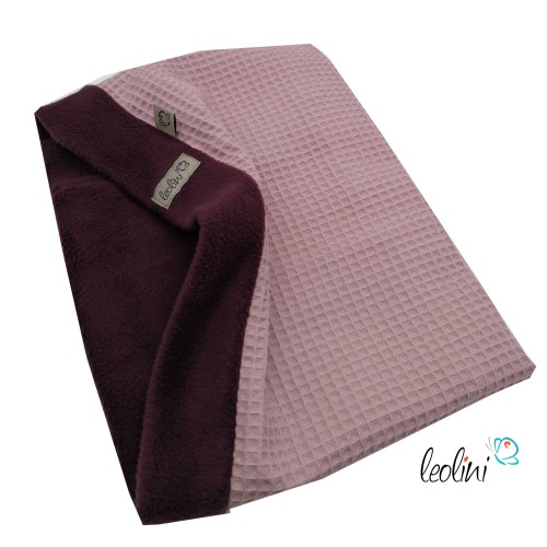 Schlupfschal Loop Waffelpique und Polarfleece aubergine rose Leolini - 2
