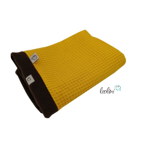 Schlupfschal Loop Waffelpique und Polarfleece senf und braun Leolini - 4