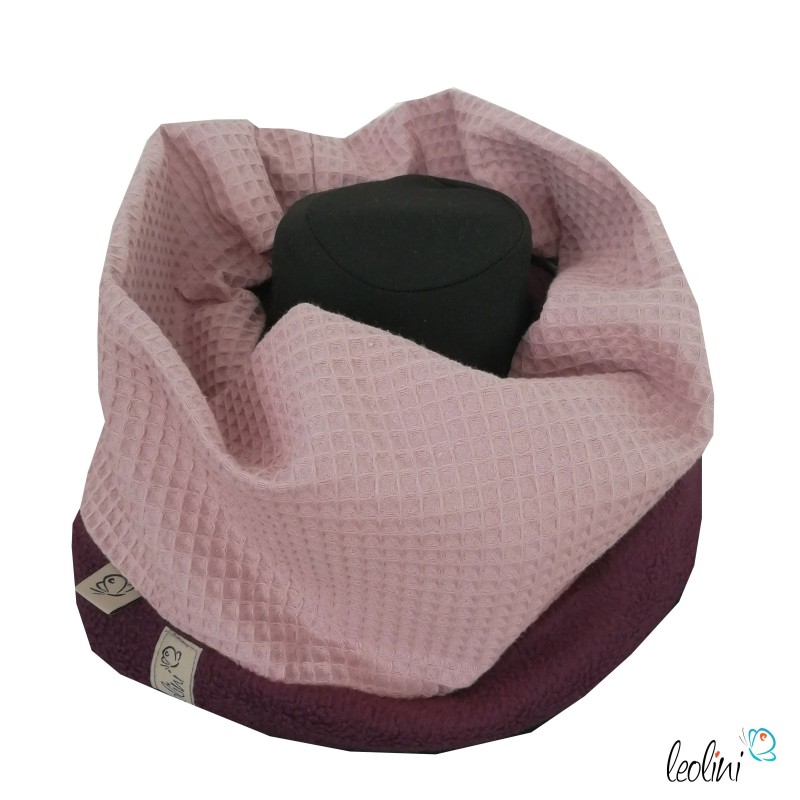 Schlupfschal Loop Waffelpique und Polarfleece aubergine rose Leolini - 1