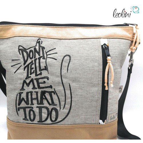 Umhängetasche mit Stickerei | CAT - Don´t tell me what to do Leolini - 4