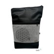 Foldover Tasche in schwarz | Blume des Lebens Stickerei Leolini - 2