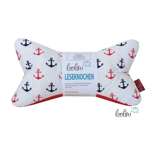 Leseknochen personalisierbar | Nackenkissen ANKER ROT | handgemacht Leolini - 7