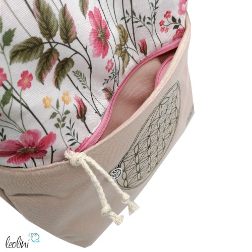 Shopper aus Canvas mit Stickerei Blume des Lebens | BLUMEN| mit Außenfach und zusätzlichem Gurt Leolini - 6