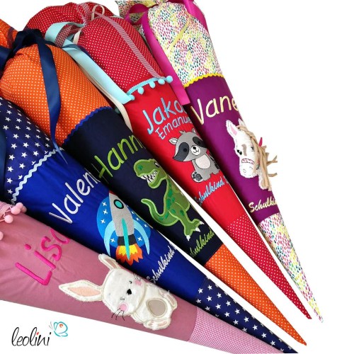 Schultüte HASE aus Stoff | Personalisierung mit Name | mit Innenkissen  - 6