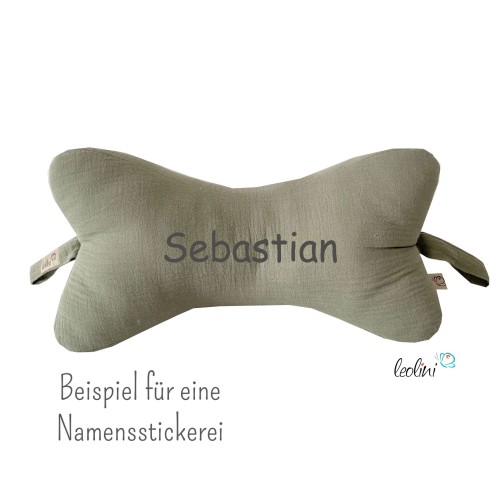 Leseknochen MUSSELIN Double Gauze in OLIVE | personalisierbar und handgemacht Leolini - 3