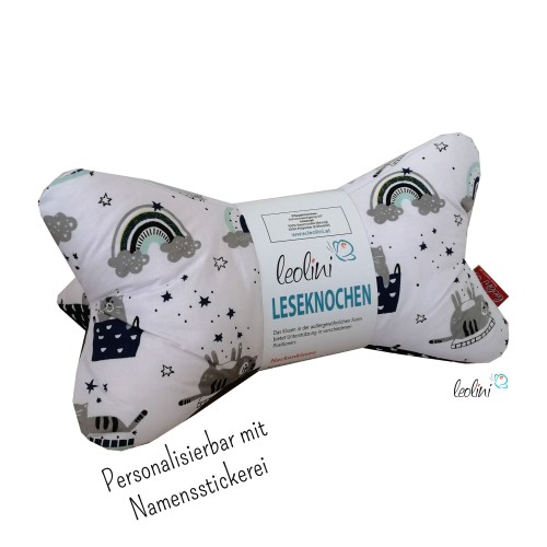 Leseknochen personalisierbar | Nackenkissen KÄTZCHEN | handgemacht Leolini - 1