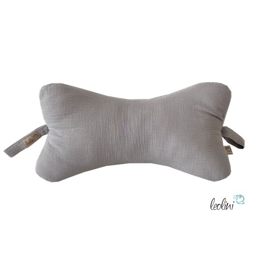 Leseknochen MUSSELIN Double Gauze | HELLGRAU | personalisierbar mit Namen Stickerei Leolini - 4