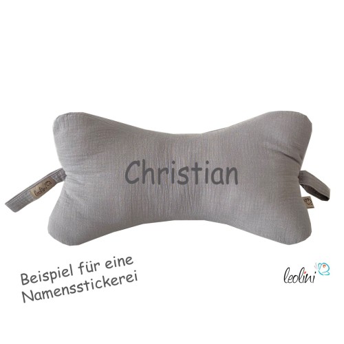 Leseknochen MUSSELIN Double Gauze | HELLGRAU | personalisierbar mit Namen Stickerei Leolini - 3