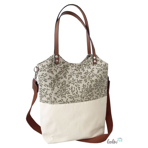 Shopper aus Canvas mit Stickerei Blume des Lebens | GINKGO | mit Außenfach und zusätzlichem Gurt Leolini - 6