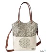 Shopper aus Canvas mit Stickerei Blume des Lebens | GINKGO | mit Außenfach und zusätzlichem Gurt Leolini - 1