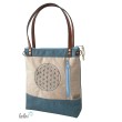 Henkeltasche mit der Blume des Lebens | eisblaues Lederimitat | mit Außenfach Leolini - 3