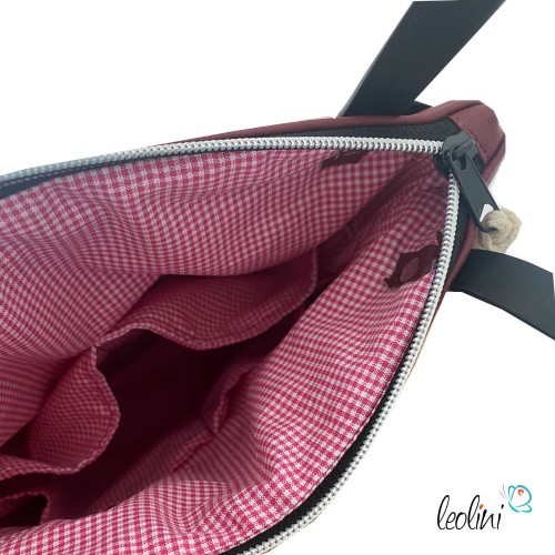 Henkeltasche LENO mit der Blume des Lebens | bordeaux Lederimitat | mit Außenfach Leolini - 5