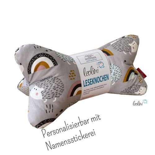 Leseknochen personalisierbar | Nackenkissen IGEL | handgemacht von Leolini Leolini - 1