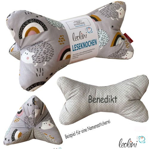 Leseknochen personalisierbar | Nackenkissen IGEL | handgemacht von Leolini Leolini - 6
