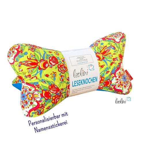 Leseknochen personalisierbar | Nackenkissen FLOWER POWER | handgemacht von Leolini Leolini - 1