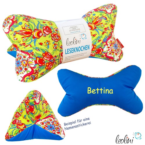 Leseknochen personalisierbar | Nackenkissen FLOWER POWER | handgemacht von Leolini Leolini - 5