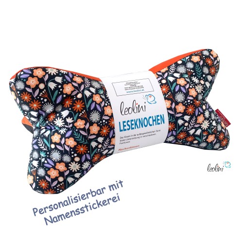 Leseknochen personalisierbar | Nackenkissen BLUMENMEER | handgemacht von Leolini Leolini - 1