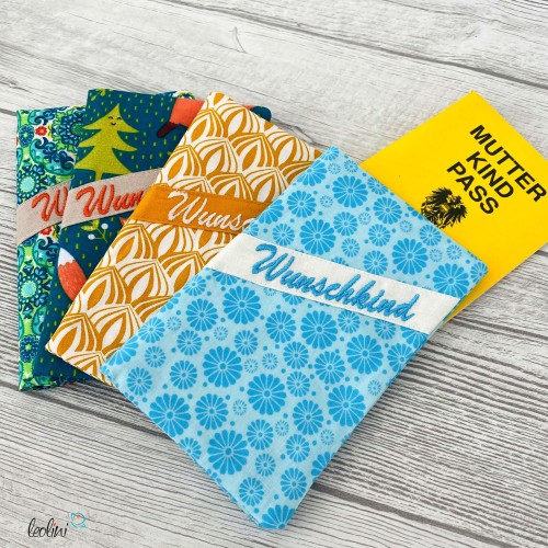 Mutterkindpasshülle Wunschkind Stickerei GRAFIK SENF | personalisierbar mit Name Leolini - 6