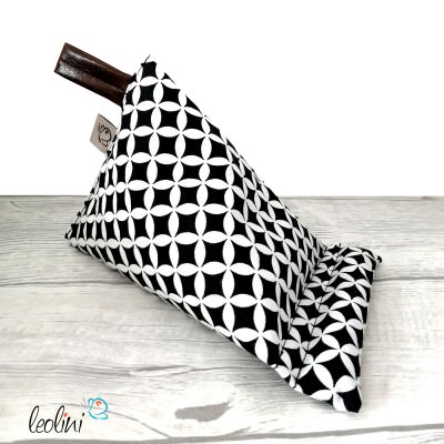 Handysitzsack | RETRO SCHWARZ aus Baumwolle | Stützkissen für Smartphone und Tablet