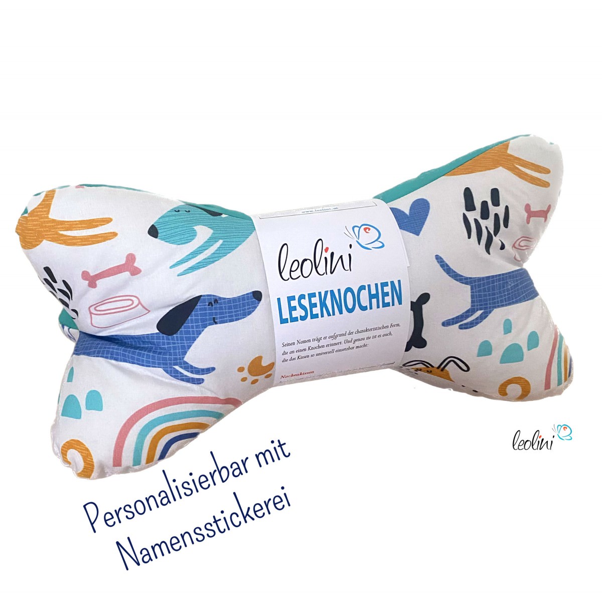 Leseknochen personalisierbar | Nackenkissen CRAZY DOGS | handgemacht von Leolini