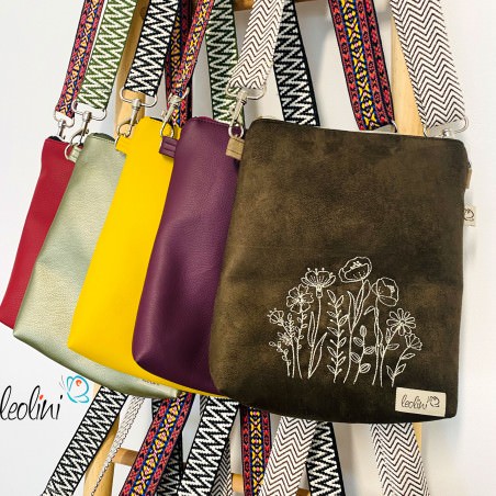 Kleine Umhängetasche LILA mit gemustertem Gurtband | Kleine LEOS Leolini - 8