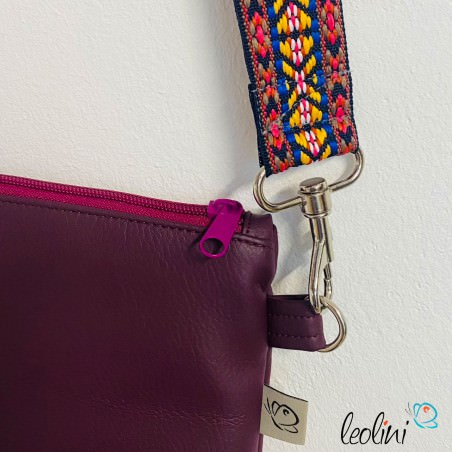 Kleine Umhängetasche LILA mit gemustertem Gurtband | Kleine LEOS Leolini - 6