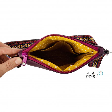 Kleine Umhängetasche LILA mit gemustertem Gurtband | Kleine LEOS Leolini - 3