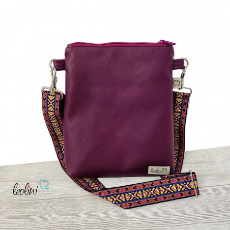 Kleine Umhängetasche LILA mit gemustertem Gurtband | Kleine LEOS Leolini - 4
