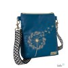 Kleine Umhängetasche DUNKLES EISBLAU mit Pusteblume | mit gemustertem Gurtband | Kleine LEOS Leolini - 1