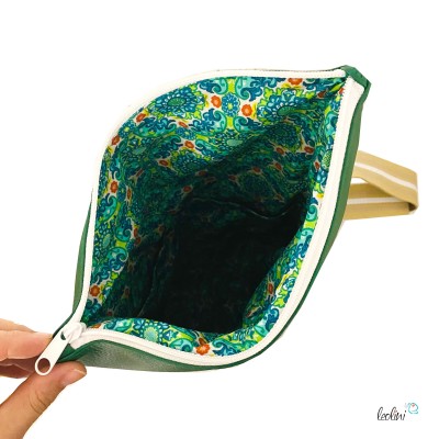 Mini Foldover Tasche Blume des Lebens Stickerei grün