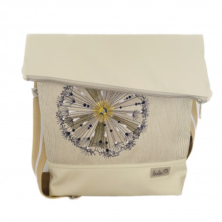 Foldover Tasche mit Pusteblume Stickerei  | mit Außenfach | beige Leolini - 1