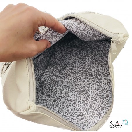 Foldover Tasche mit Pusteblume Stickerei  | mit Außenfach | beige Leolini - 6