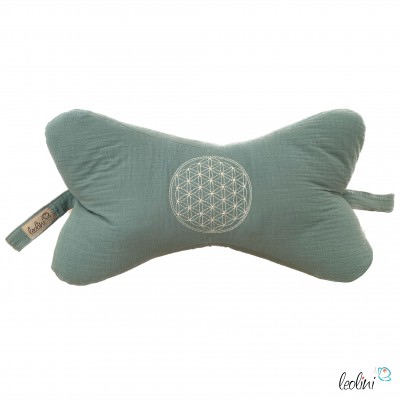 Leseknochen BLUME DES LEBENS Stickerei - MUSSELIN Double Gauze | DUNKLES MINT € 29,90 Musselin Leseknochen unifarben