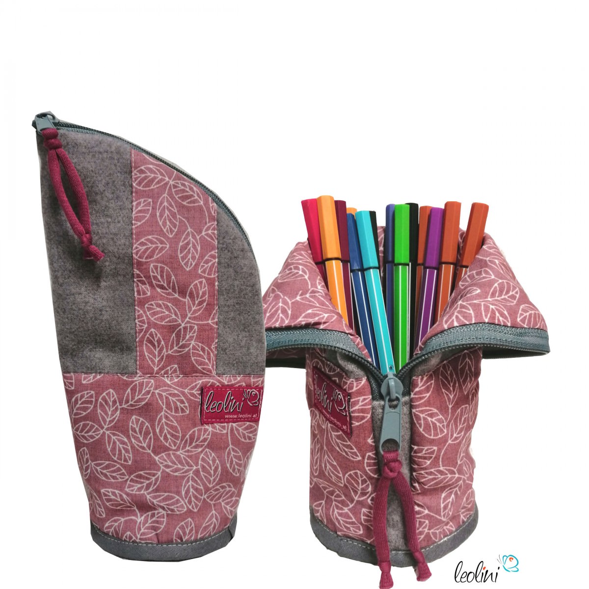 Personalisierbare stehende Stiftetasche, Stiftepennal altrosa € 22,50 Stehende Stiftetaschen LEO