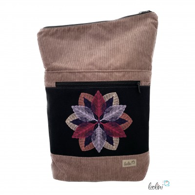 Foldover Tasche aus CORD mit Blumen Stickerei |Cordtasche in Mauve | mit Außenfach %price% %category%