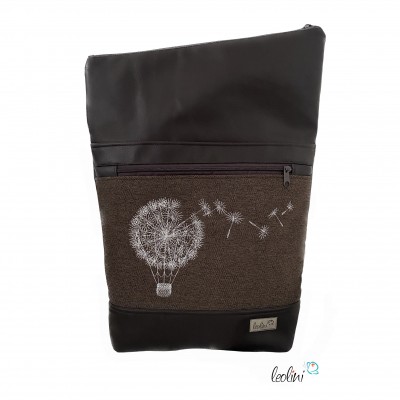 Foldover Tasche mit Pusteblumen Stickerei | Mokka | mit Außenfach %price% %category%