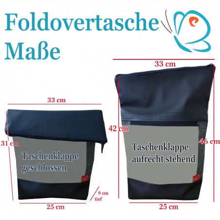 Foldover Tasche mit Mondphasen Stickerei | Mokka | mit Außenfach Leolini - 7