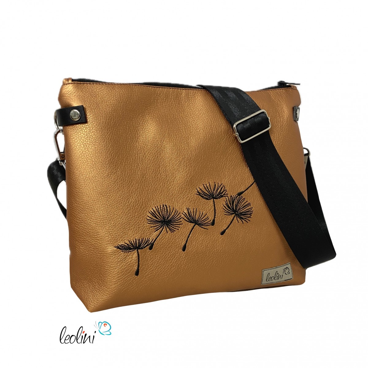 Umhängetasche FLIEGENDE PUSTEBLUMEN kupfer metallic | Handgefertigte Tasche LENO 3.0 Leolini - 1