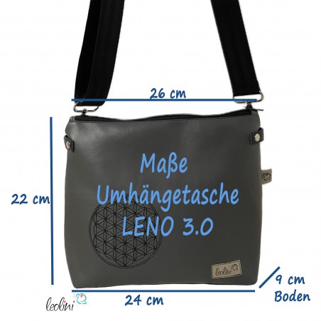 Umhängetasche BLUME DES LEBENS in grau| Handgefertigte Tasche LENO 3.0 Leolini - 6
