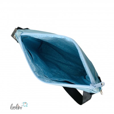 Umhängetasche BLUME DES LEBENS in Eisblau | Handgefertigte Tasche LENO 3.0