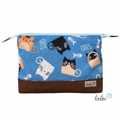 Große Kosmetiktasche | Kulturbeutel mit vielen Fächern CATS | Handarbeit von Leolini Leolini - 1